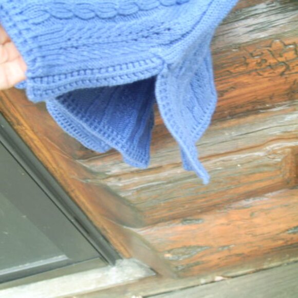 Vintage Merit Awards Blue V-Neck Cable Knit Cotton Sweater Size S/M - Picture 3 of 4